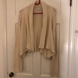 Gorgeous cream waterfall kimono cotton open-front Poetry sweater. Large